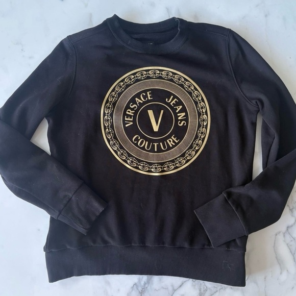 Versace Tops - Versace Black and Gold Crewneck Sweater